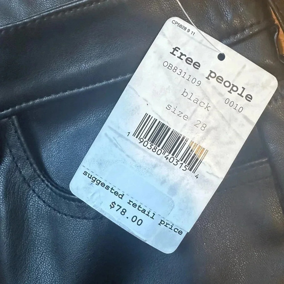 NEW Free People Black Faux Vegan Leather Moto Skinny High Waisted Pants Size 28 - Picture 6 of 10